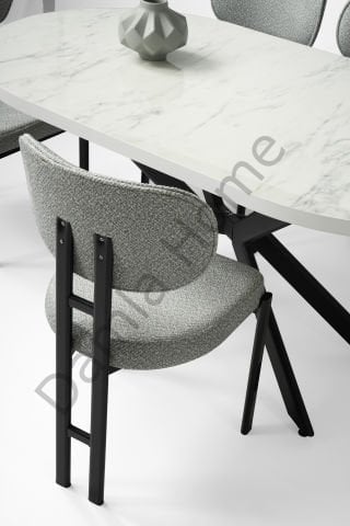 Mira Masa Sandalye Takımı - Marmo/Siyah