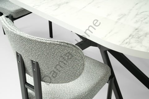 Mira Masa Sandalye Takımı - Marmo/Siyah