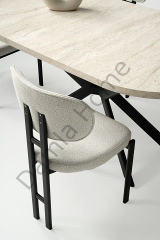 Mira Masa Sandalye Takımı - Traverten/Siyah