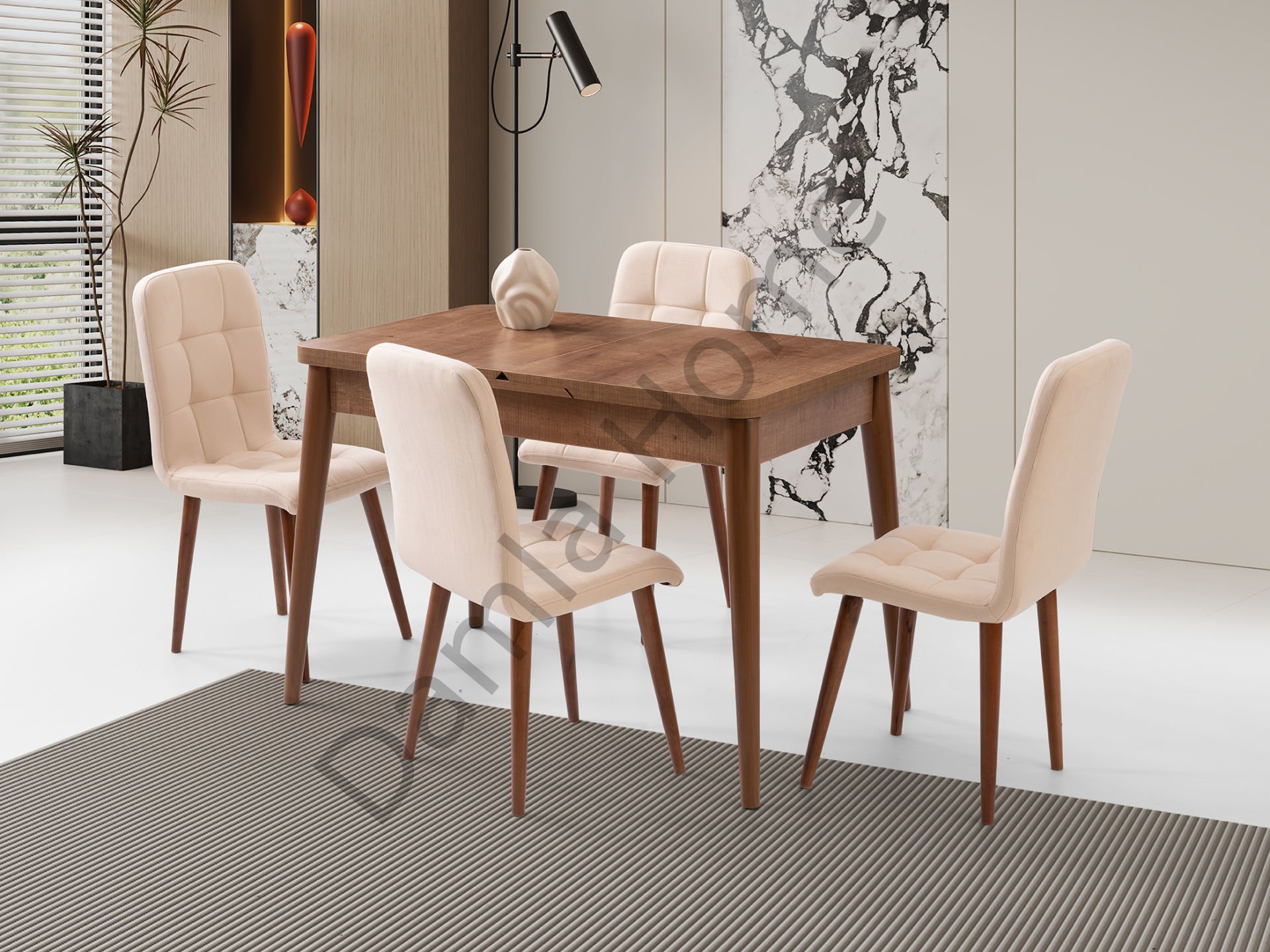 Nisa Masa Sandalye Takımı - Ceviz