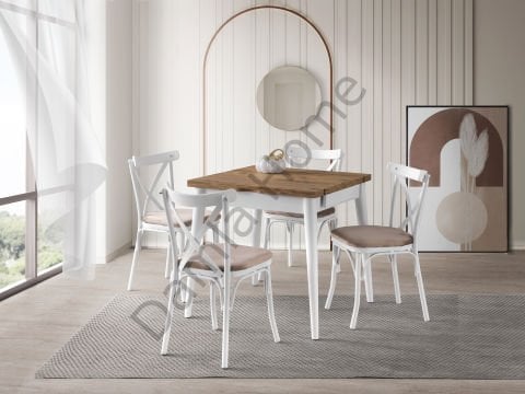 Yasemin Masa Sandalye Takımı - Çam/Beyaz