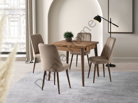 Yasemin Masa Sandalye Takımı - Çam/Ceviz